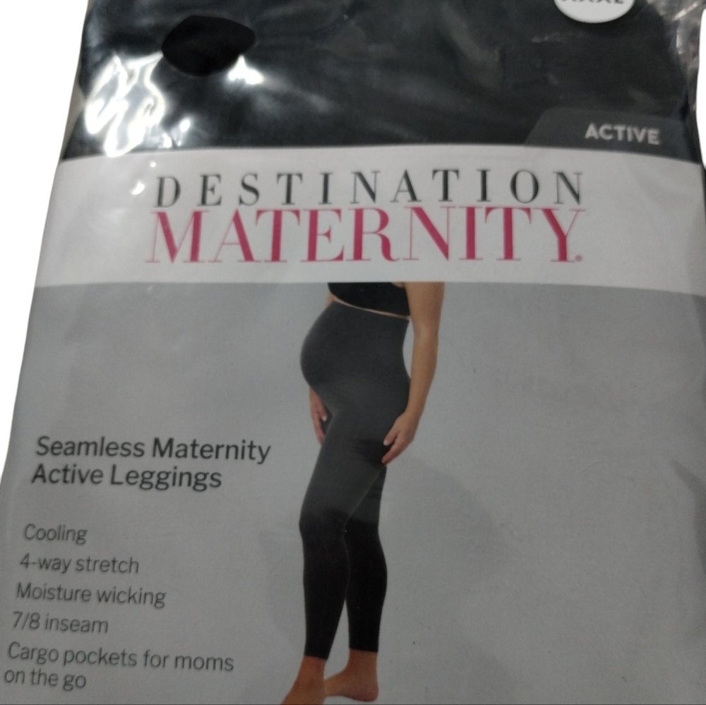 2 Destination Maternity Seamless Maternity Active Black Leggings Comfort… - Picture 5 of 8
